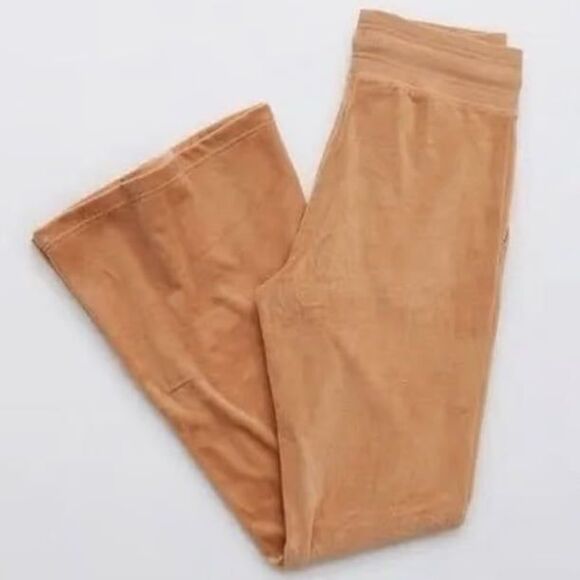 Aerie Real Obsessed Velour High Waisted Kick-It Flare Pant in Toasty Large LONG - Picture 10 of 12